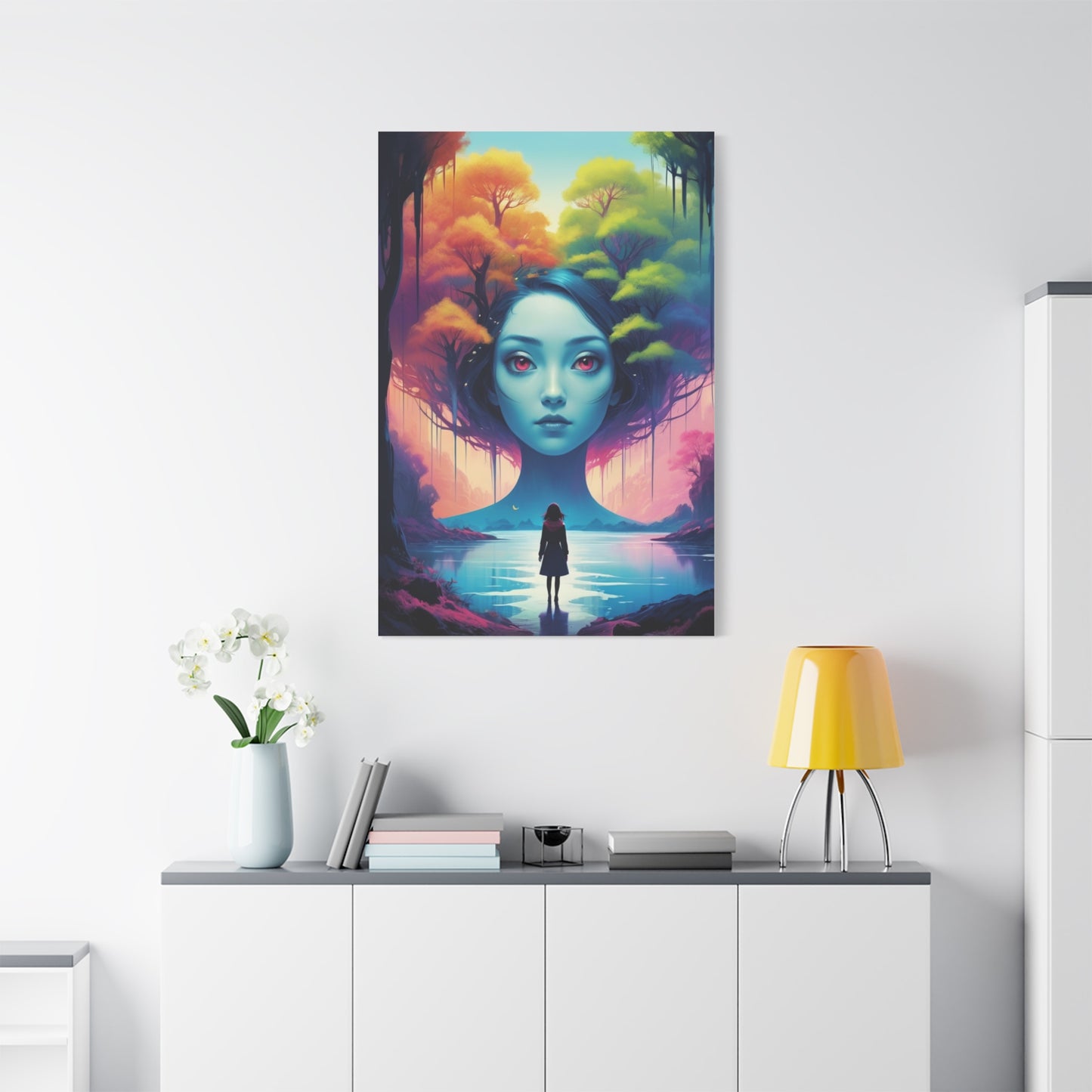 Surreal Blue Muse Canvas Art — Matte Stretched Wall Decor