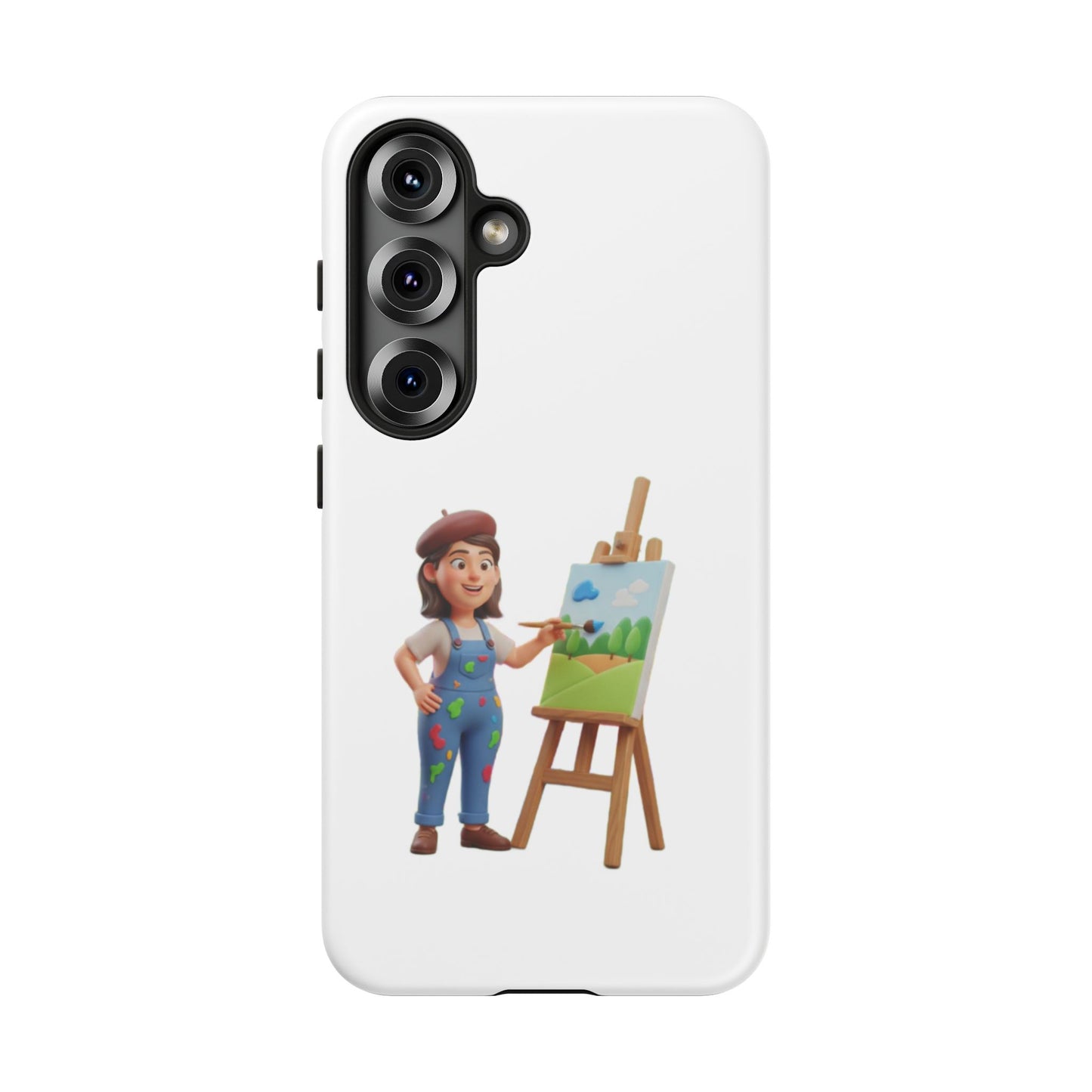 Samsung Handyhülle mit Künstlermotiv – Schutzhülle mit niedlicher Illustration einer Malerin
