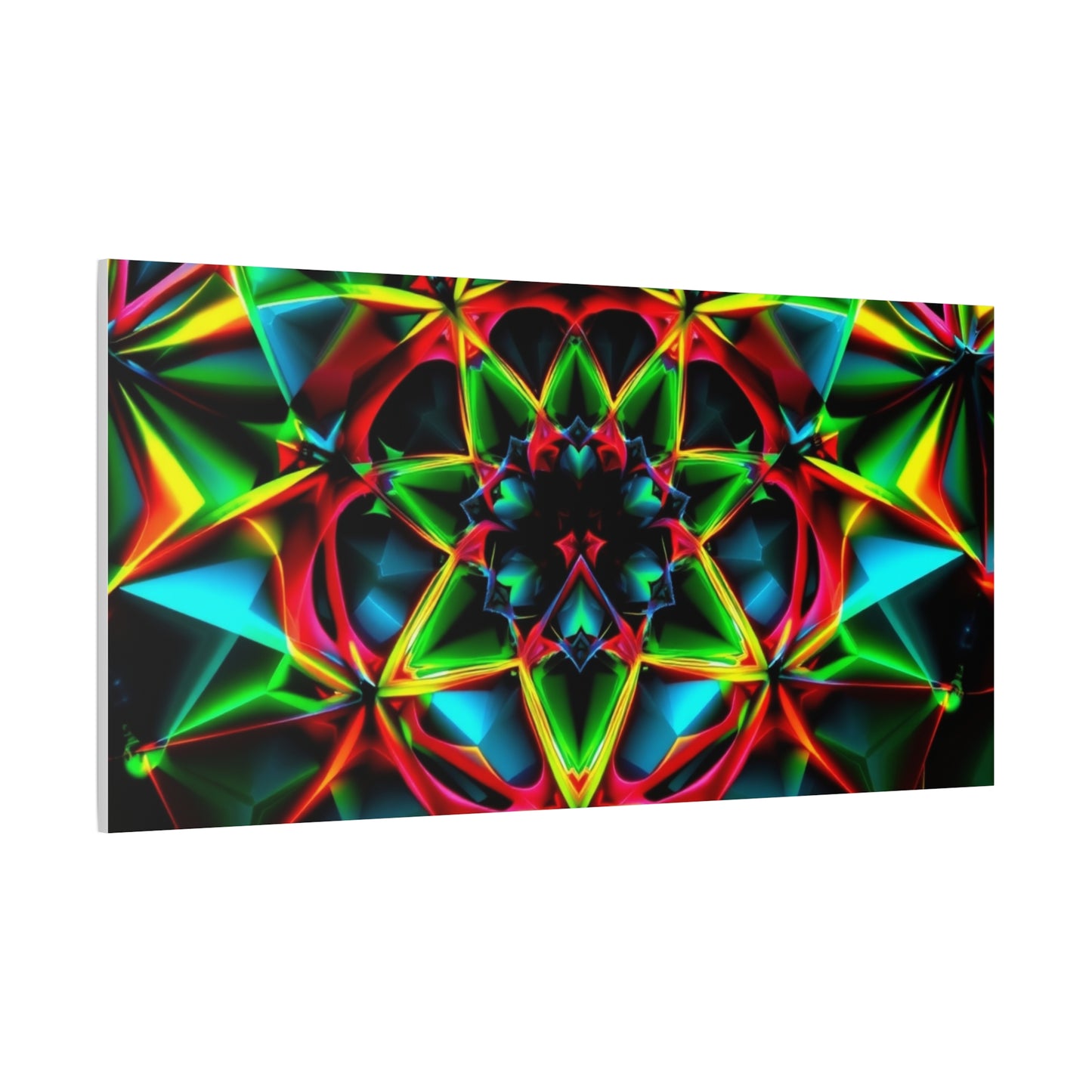 Kaleidoscope Neon Mandala Matte Canvas Wall Art