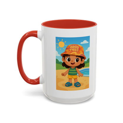Good Vibes Beach Kid Mug — Accent Coffee Mug (11/15oz)