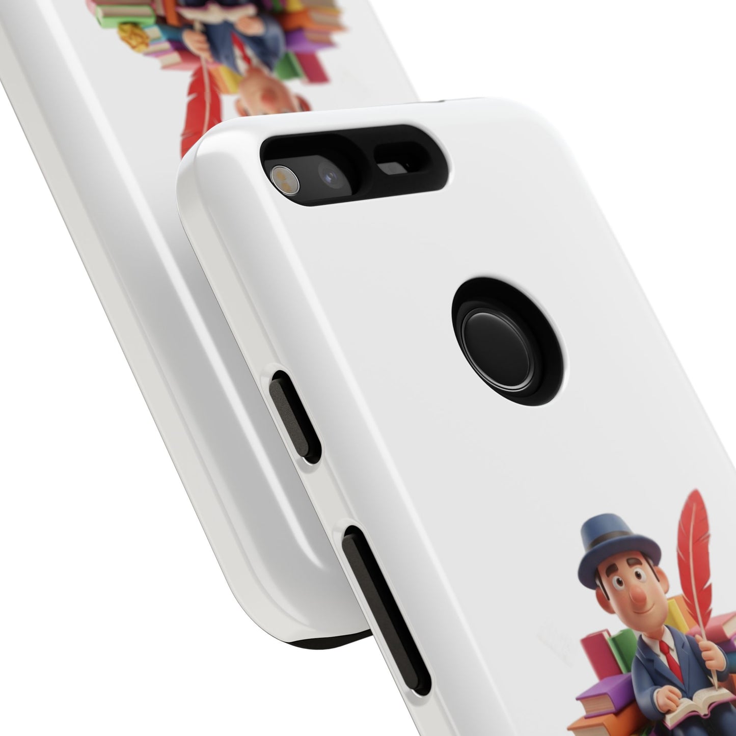 Google Author's Journey Phone Case — Cute Writer Illustration, Books & Quill Protective Cover