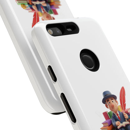 Google Author's Journey Phone Case — Cute Writer Illustration, Books & Quill Protective Cover