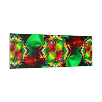 Kaleidoscope Abstract Matte Canvas Wall Art — Vibrant Green & Red Stretched Print