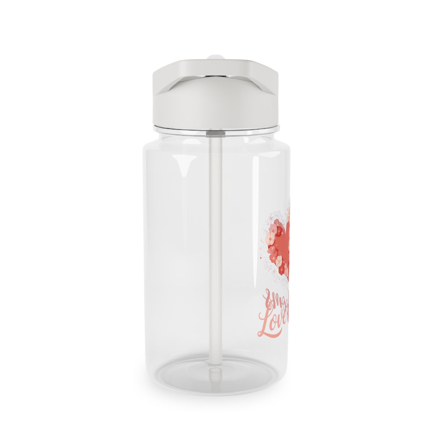 Botella de agua Tritan - "Love Blooms" con forma de corazón floral