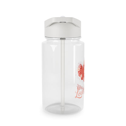 Botella de agua Tritan - "Love Blooms" con forma de corazón floral