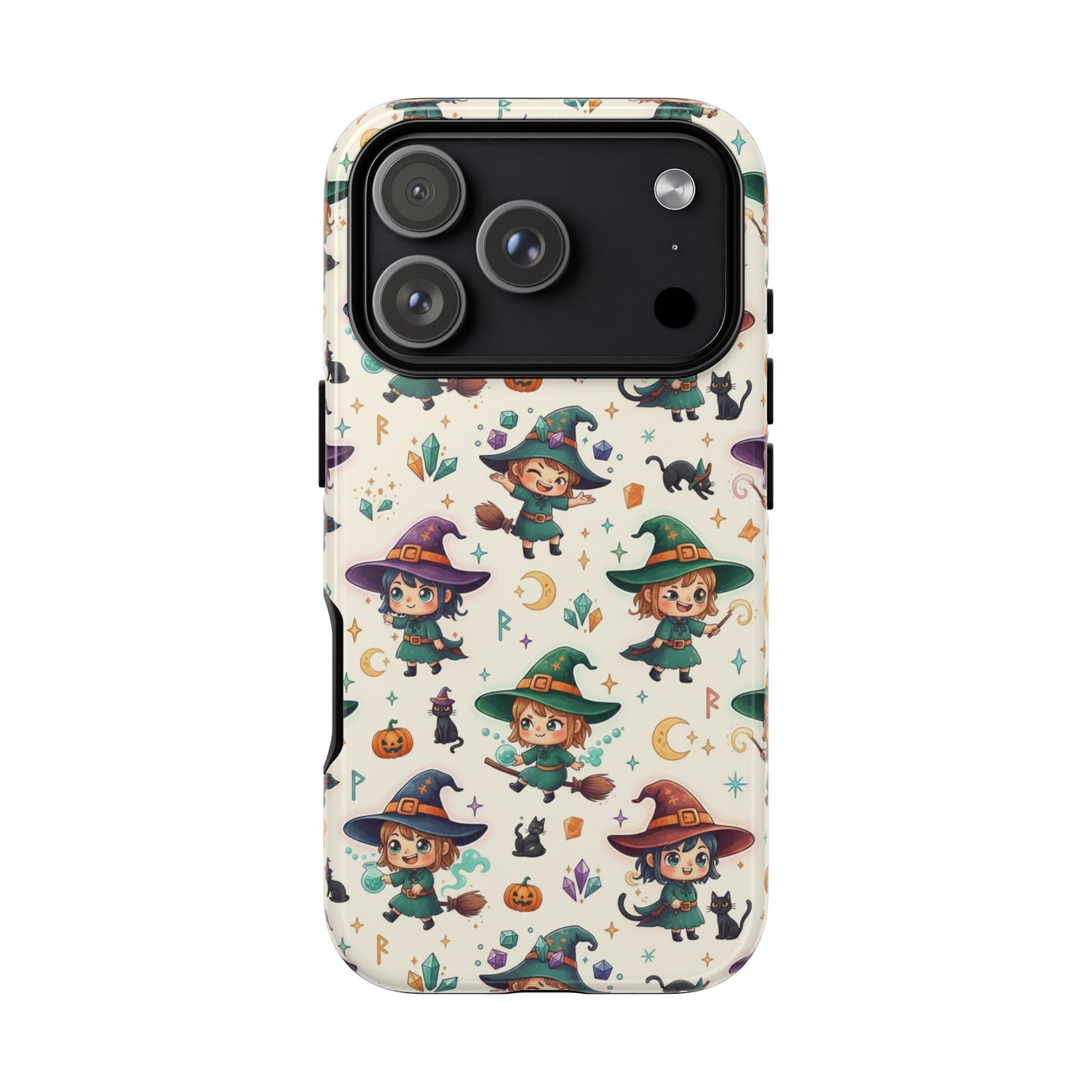 Niedliche iPhone-Handyhülle mit Hexenmuster – Halloween-Kawaii-iPhone-Hülle