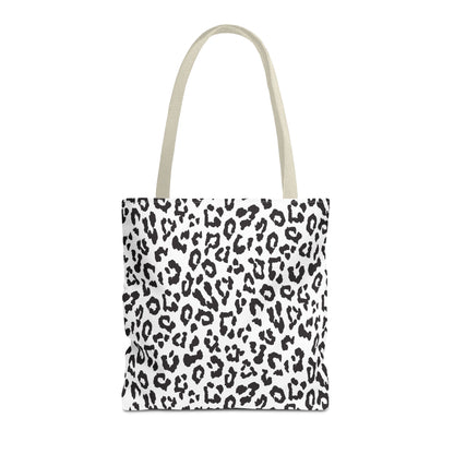 Leopard Print Tote Bag — Black & White All-Over-Print Shopper