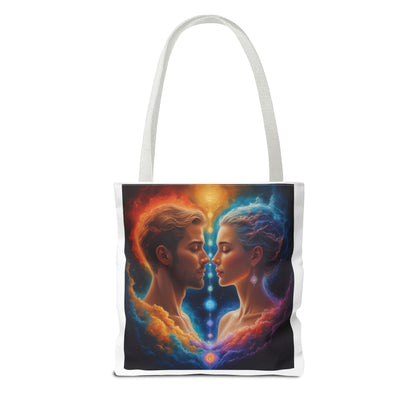 Mystic Soulmates Tote Bag — Celestial Couple Art AOP Tote
