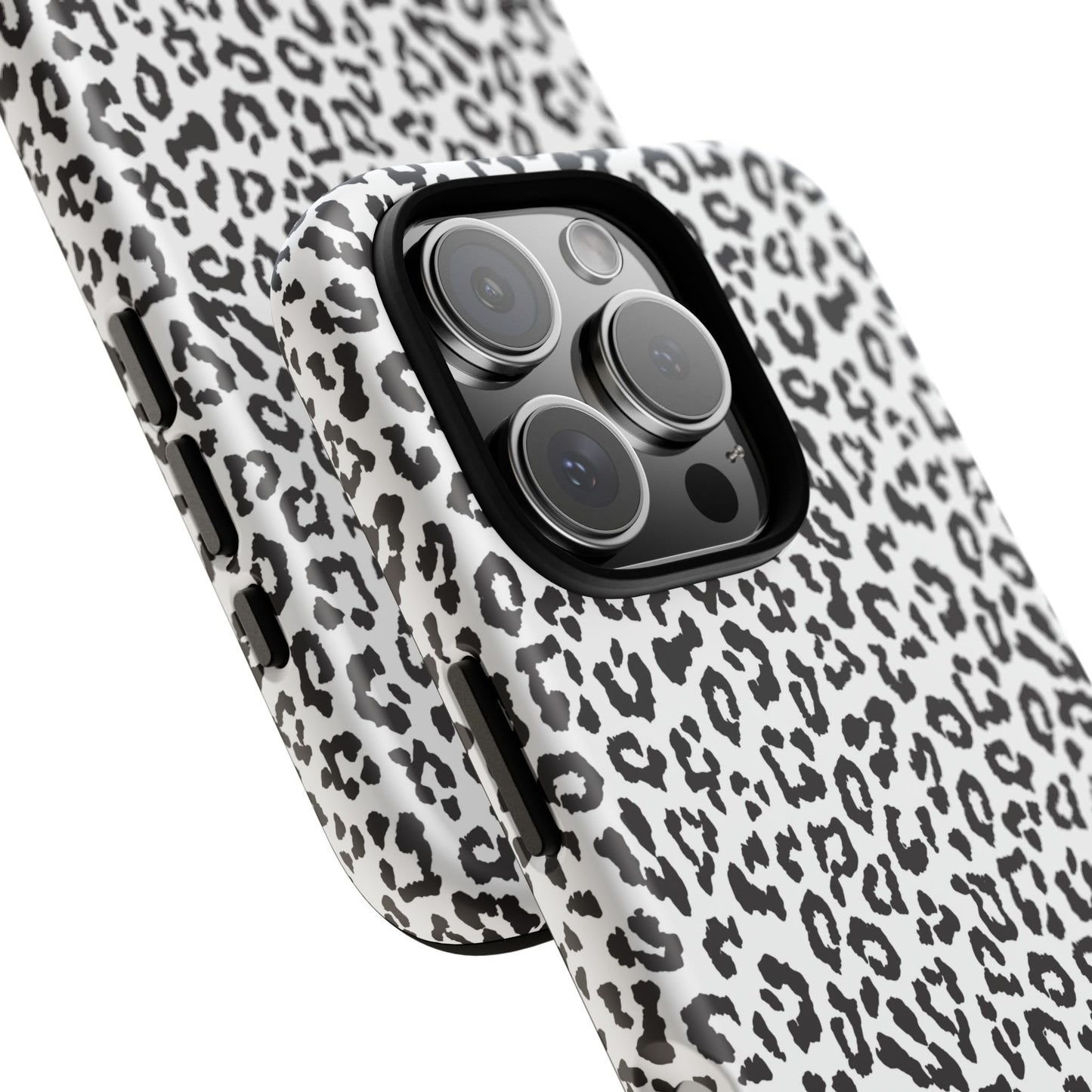 iPhone Leopard Print Tough Phone Case - Black & White Protective Cover