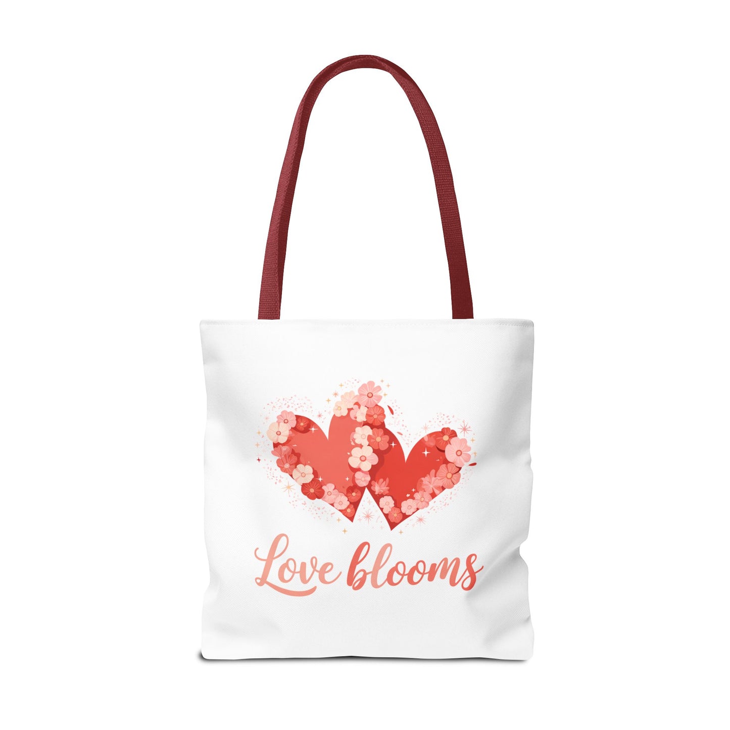 Love Blooms Heart Tote Bag — Floral Valentine Canvas Tote