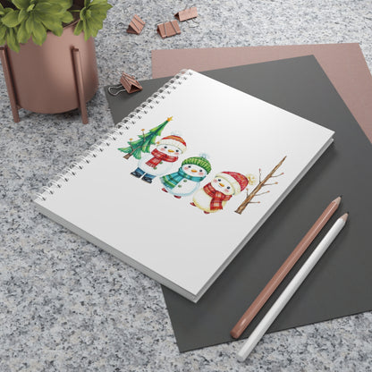 Christmas Snowmen Spiral Notebook — Cute Holiday Journal with Three Snowman Friends