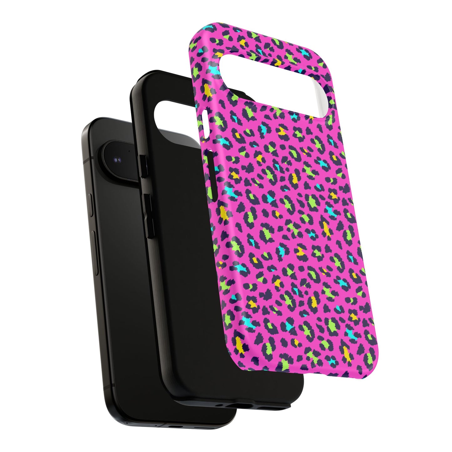 Funda resistente para teléfono Google Pink Neon Leopard: protector con estampado animal brillante