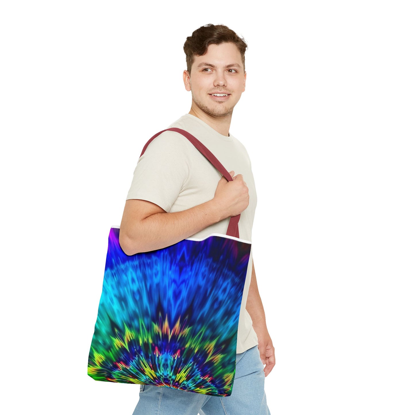 Tie-Dye Kaleidoscope Tote Bag — Vibrant All-Over Print Beach & Market Bag