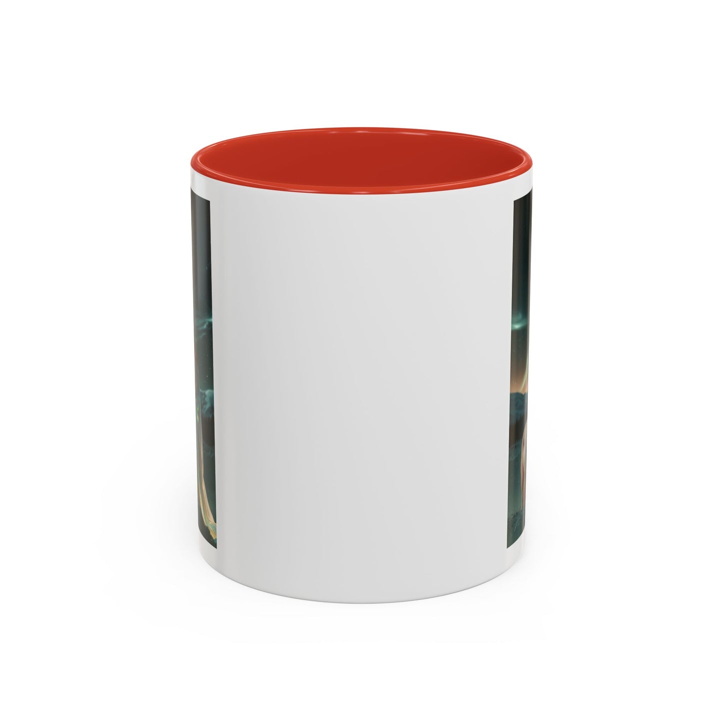 Taza de café Aurora Guardiana — Arte fantástico de mujer con lobo