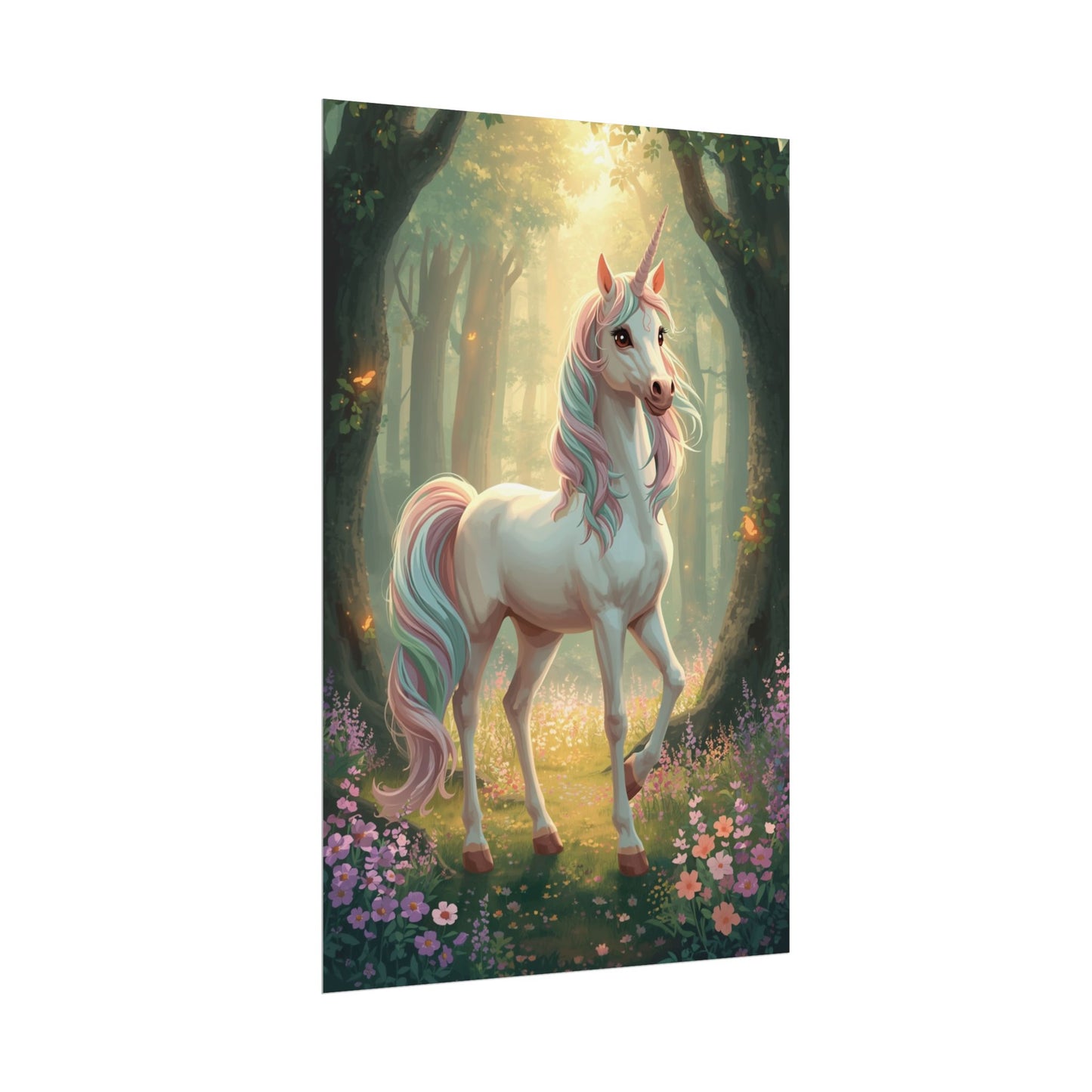 Unicorn Forest Poster — Magical Pastel Unicorn Wall Art