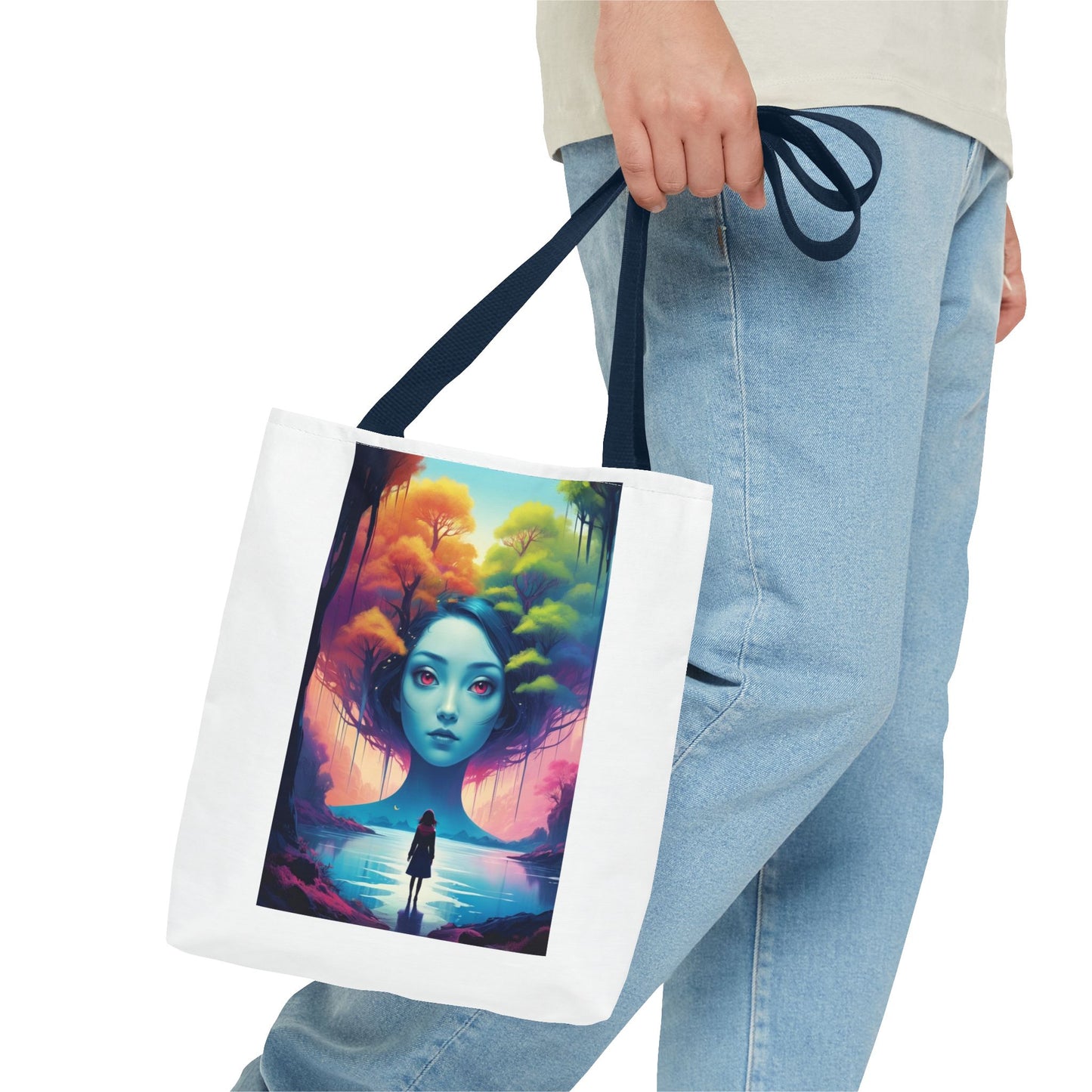 Dreamscape Portrait Tote Bag — Surreal Forest Girl Art