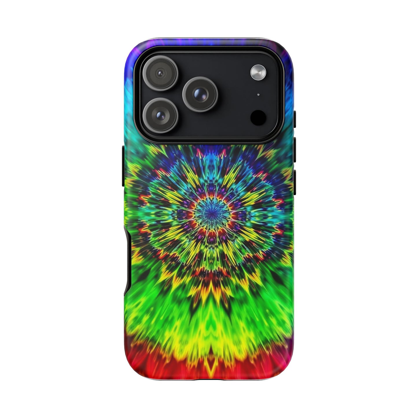Funda resistente para teléfono con diseño de mandala psicodélico: protección vibrante con efecto tie-dye