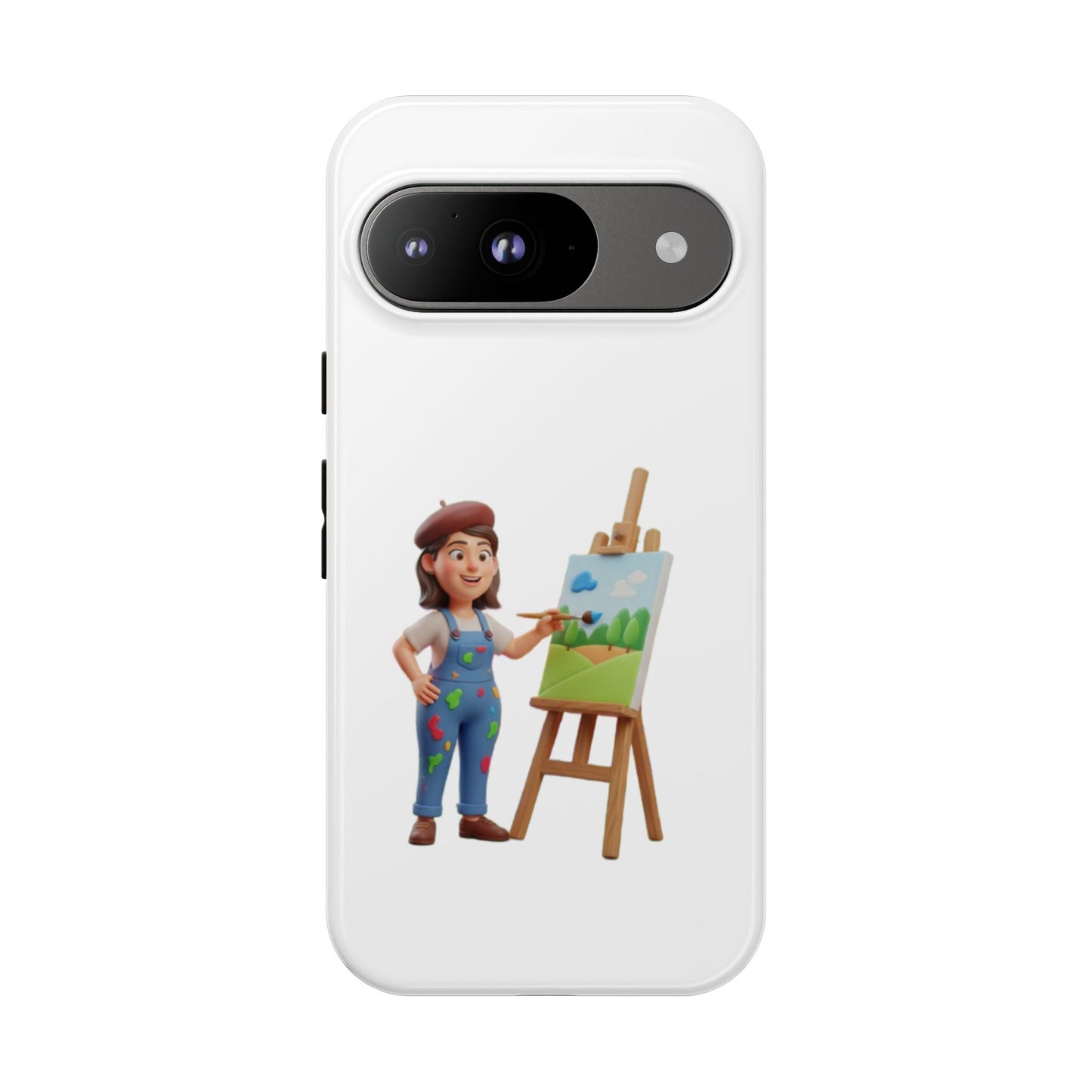 Google Artist Painting Phone Case — Cute Female Painter Illustration Phone Cover