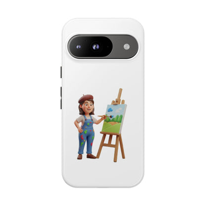Google Artist Painting Phone Case — Cute Female Painter Illustration Phone Cover
