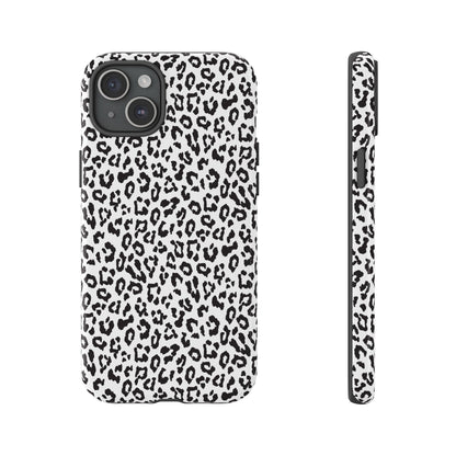 iPhone Leopard Print Tough Phone Case - Black & White Protective Cover
