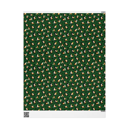 Green Leopard Print Wrapping Paper Roll – Luxe Animal Print Gift Wrap for Birthdays & Holidays