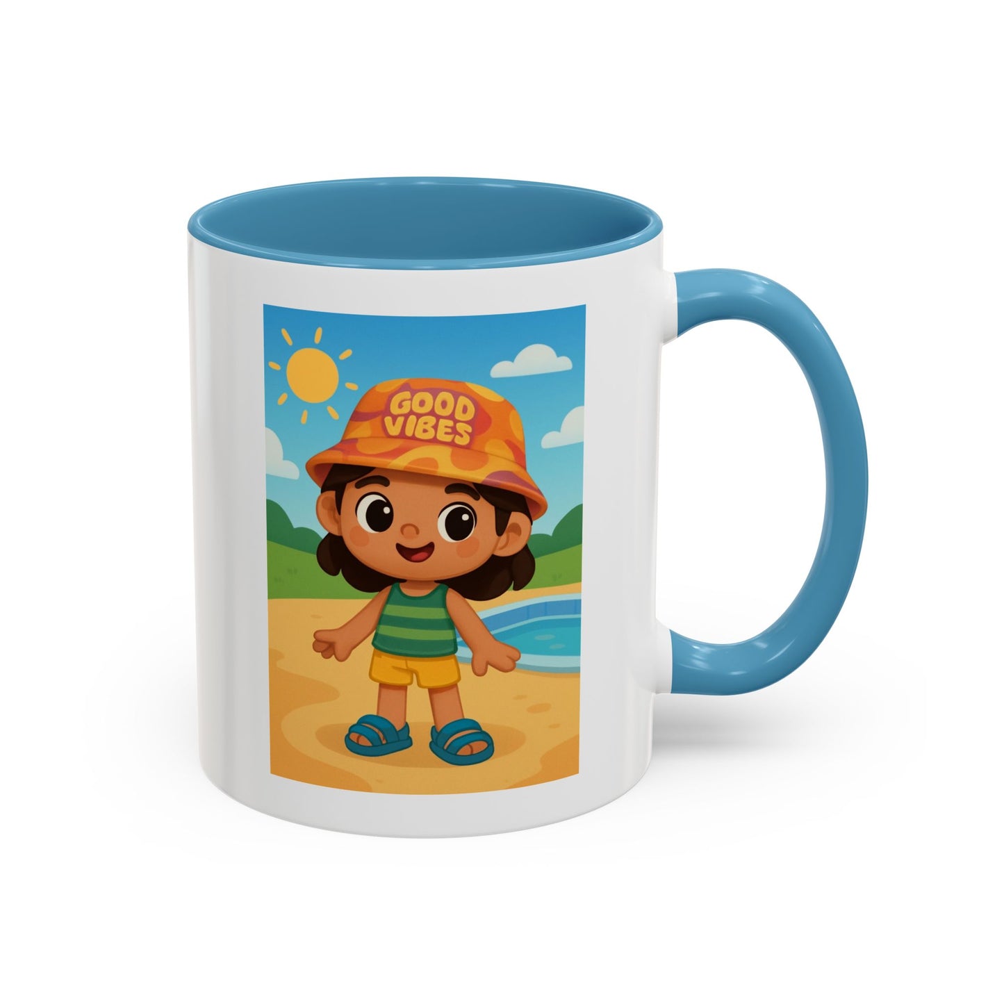 Good Vibes Beach Kid Mug — Accent Coffee Mug (11/15oz)