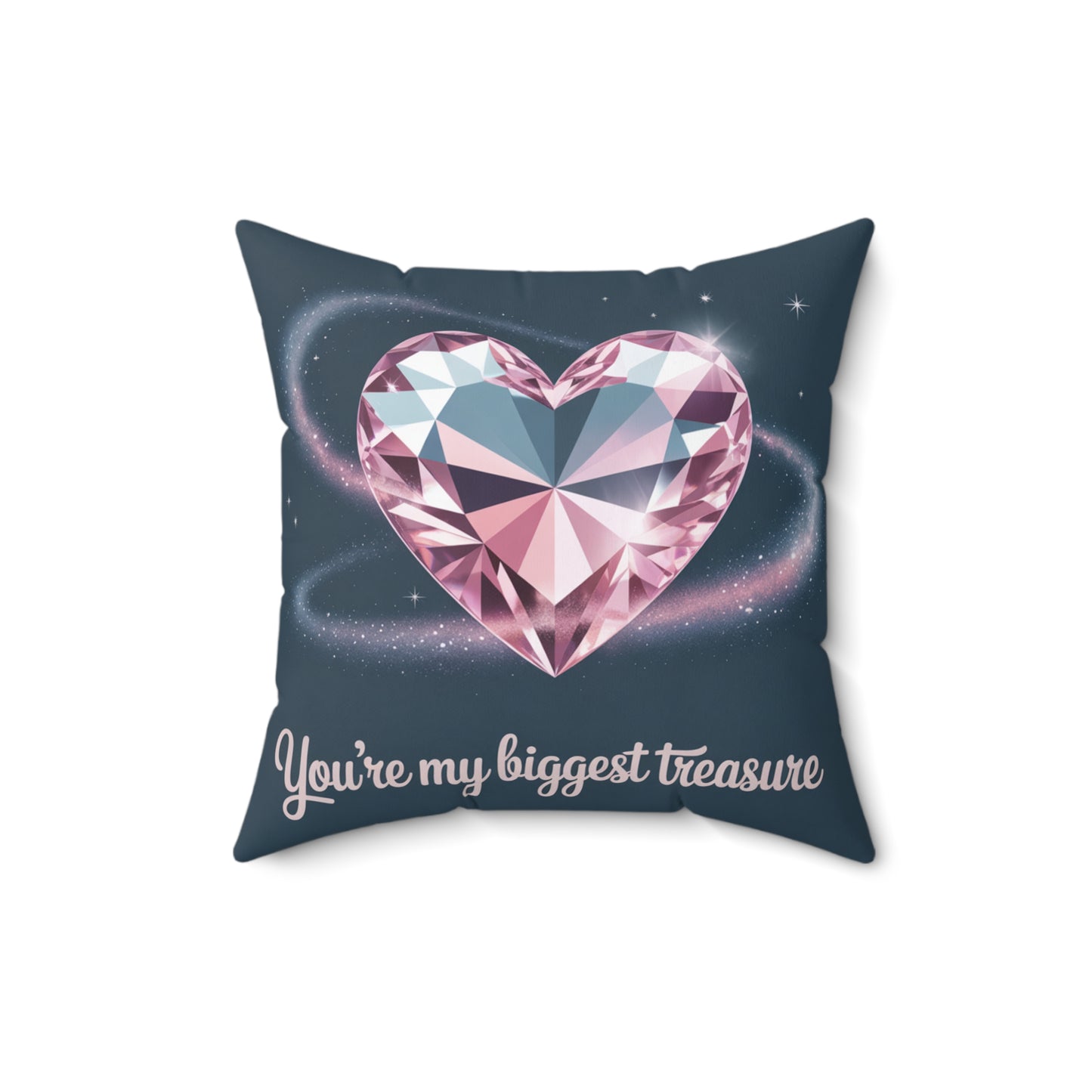 Heart Diamond Pillow – "You're My Biggest Treasure" Decorative Throw Pillow