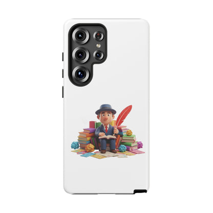 Samsung Bookworm Illustration Phone Case — Cute Scholar with Feather Pen