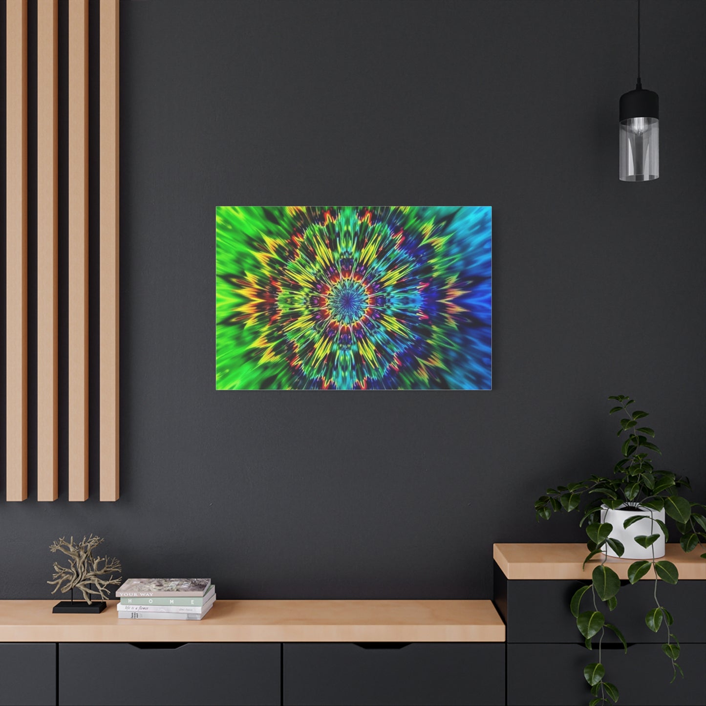 Psychedelic Kaleidoscope Matte Canvas Wall Art — Vibrant Mandala Stretched Canvas