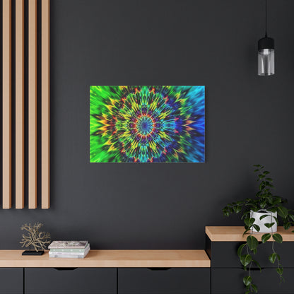 Psychedelic Kaleidoscope Matte Canvas Wall Art — Vibrant Mandala Stretched Canvas