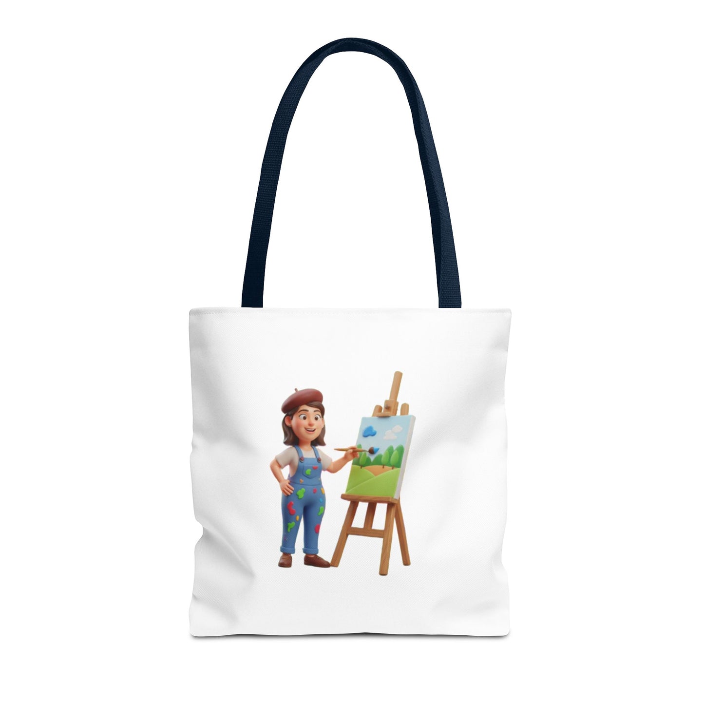 Artist Tote Bag — Painter with Easel Illustrated AOP Tote