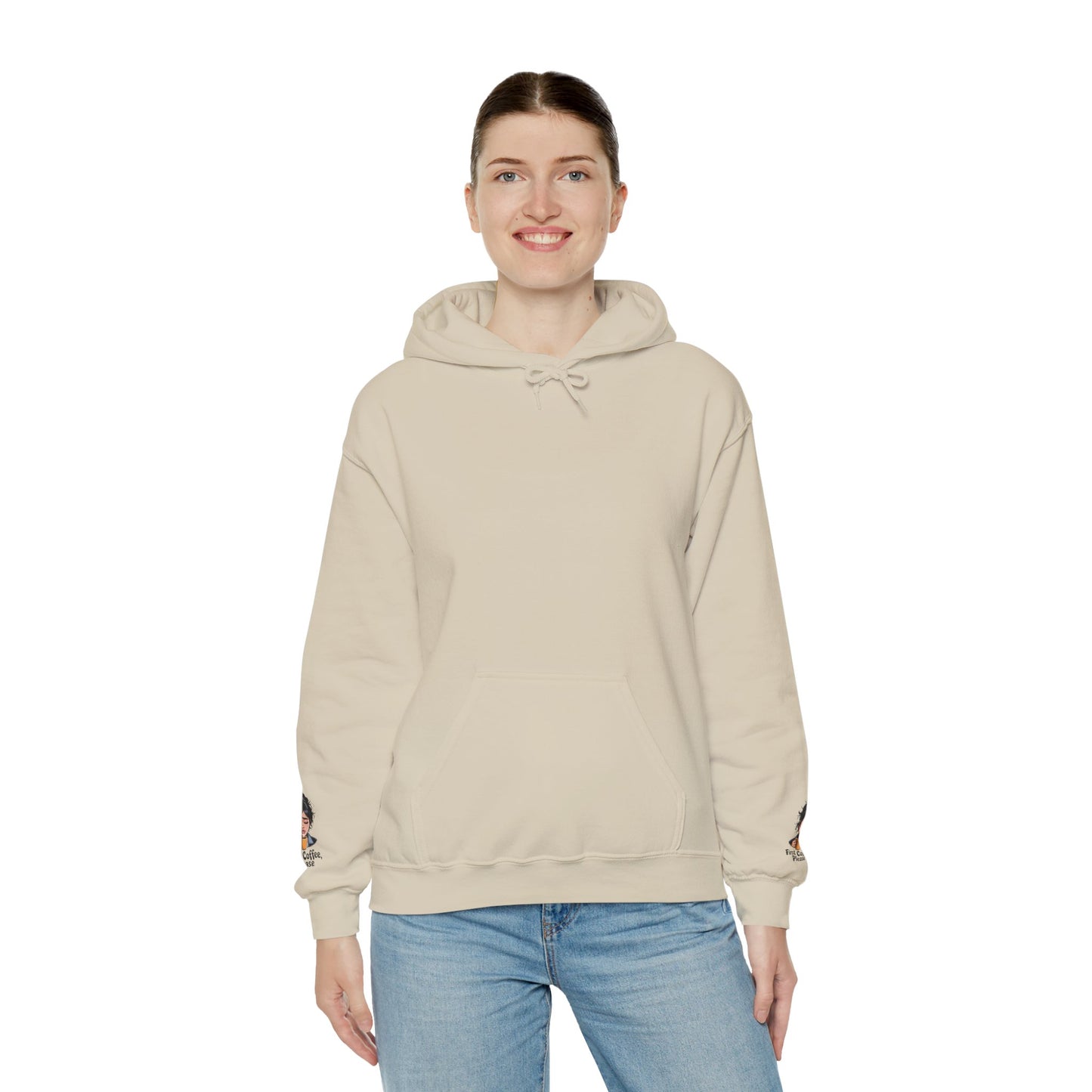 Hoodie — "First Coffee, Please" Cozy Coffee Lover Pullover