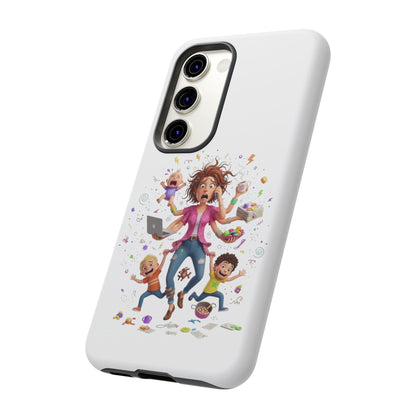 Samsung Mom Life Phone Case — Funny Juggling Mom Illustration Protective Case