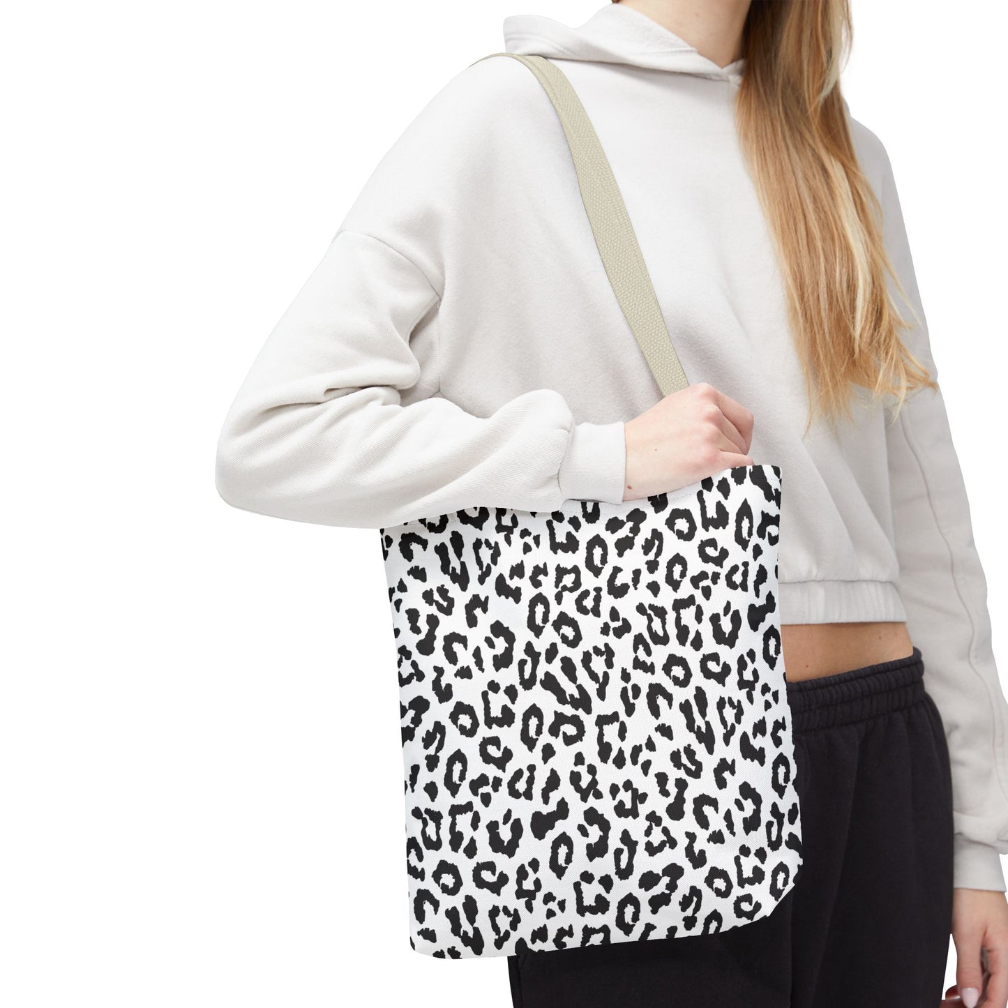 Leopard Print Tote Bag — Black & White All-Over-Print Shopper
