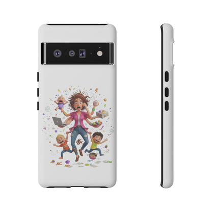 Funda para Google Phone - Diseño de caricatura de mamá frenética (Vida de mamá caótica y divertida)