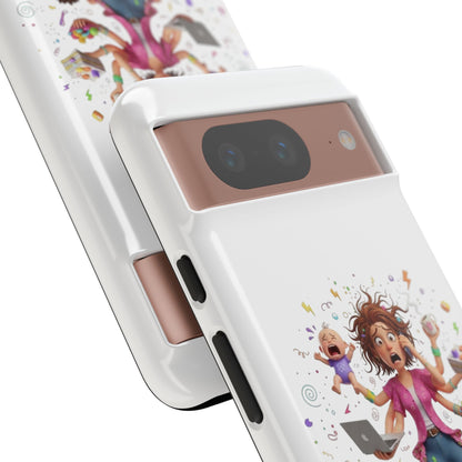 Funda para Google Phone - Diseño de caricatura de mamá frenética (Vida de mamá caótica y divertida)