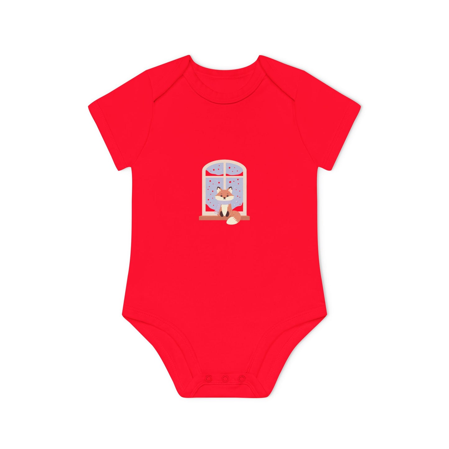 Baby Bodysuit — Cozy Fox by the Window Organic Short Sleeve Baby Onesie
