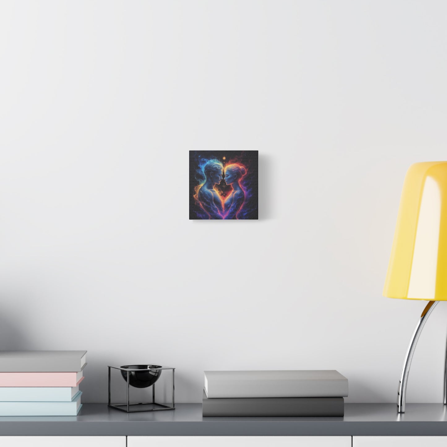 Cosmic Lovers Matte Canvas Print — Fire & Ice Heart Wall Art