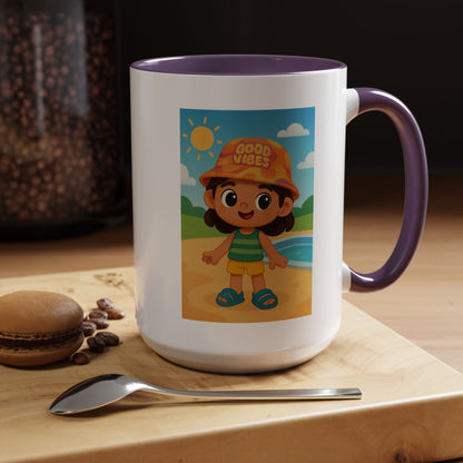 Good Vibes Beach Kid Mug — Accent Coffee Mug (11/15oz)