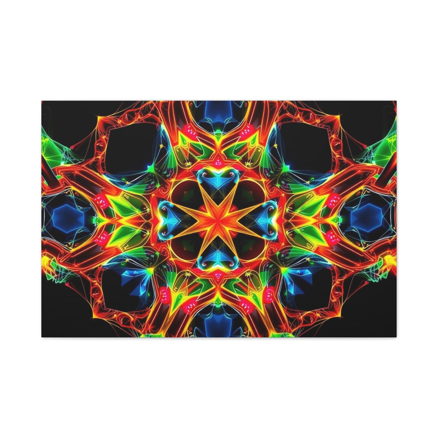 Kaleidoscope Neon Mandala Matte Canvas