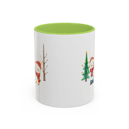 Christmas Snowman Mug — Cute Holiday Coffee Cup with Festive Tree & Snowmen (11/15oz)