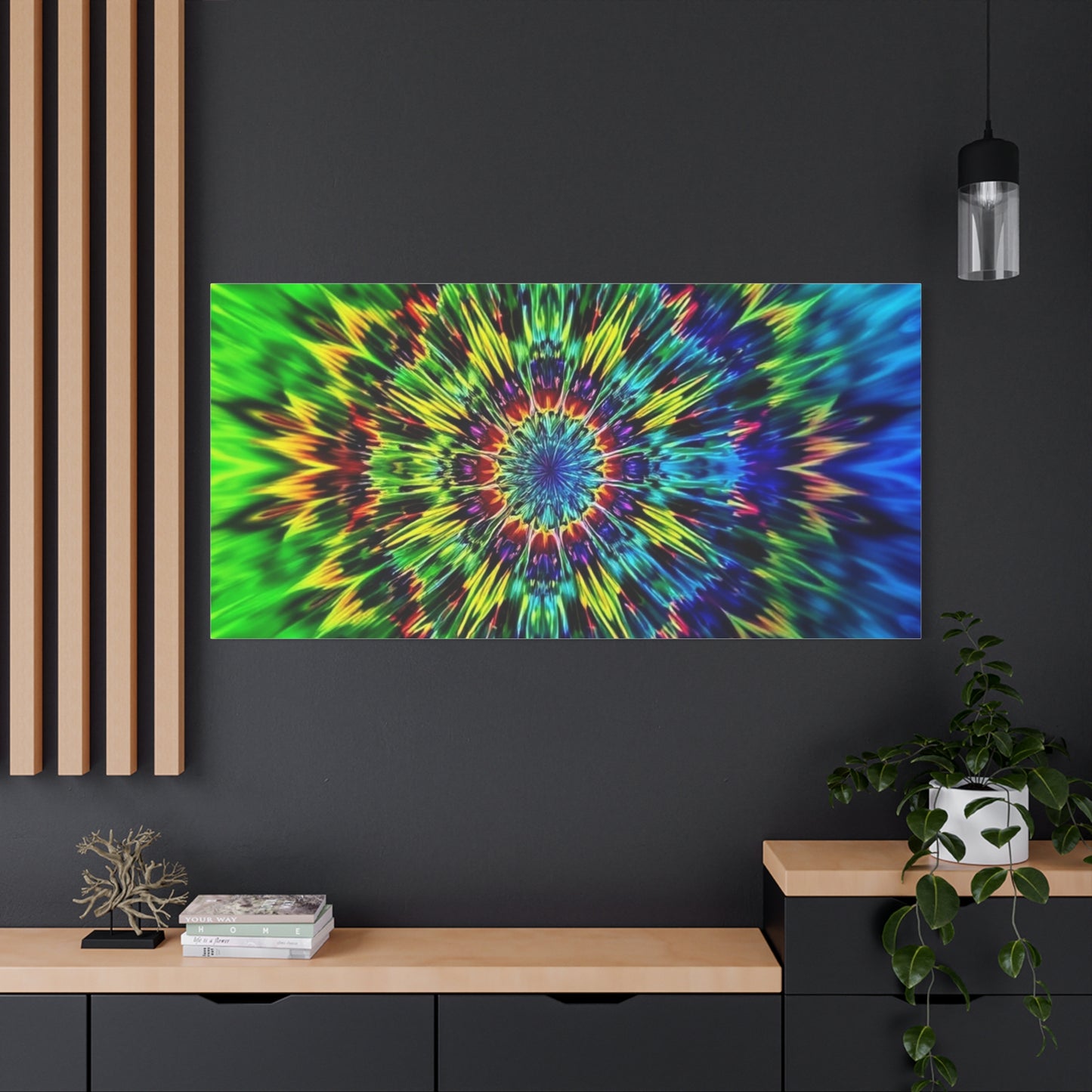 Psychedelic Kaleidoscope Matte Canvas Wall Art — Vibrant Mandala Stretched Canvas