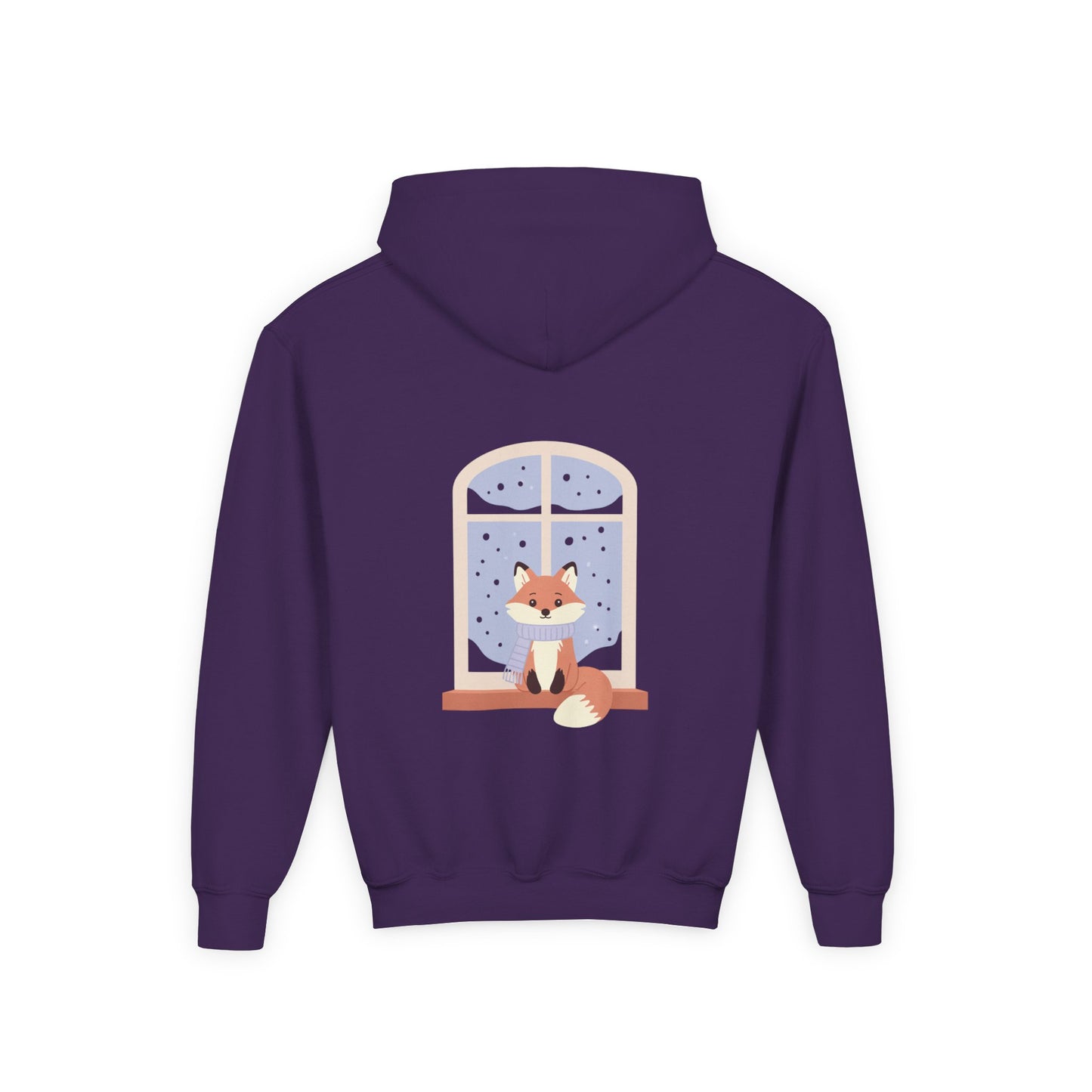 Youth Fox Winter Hoodie - Cute Fox at Window Kids Sweatshirt