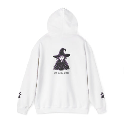 Witch Portrait Hoodie — "Yes, I Am a Witch" Graphic Pullover