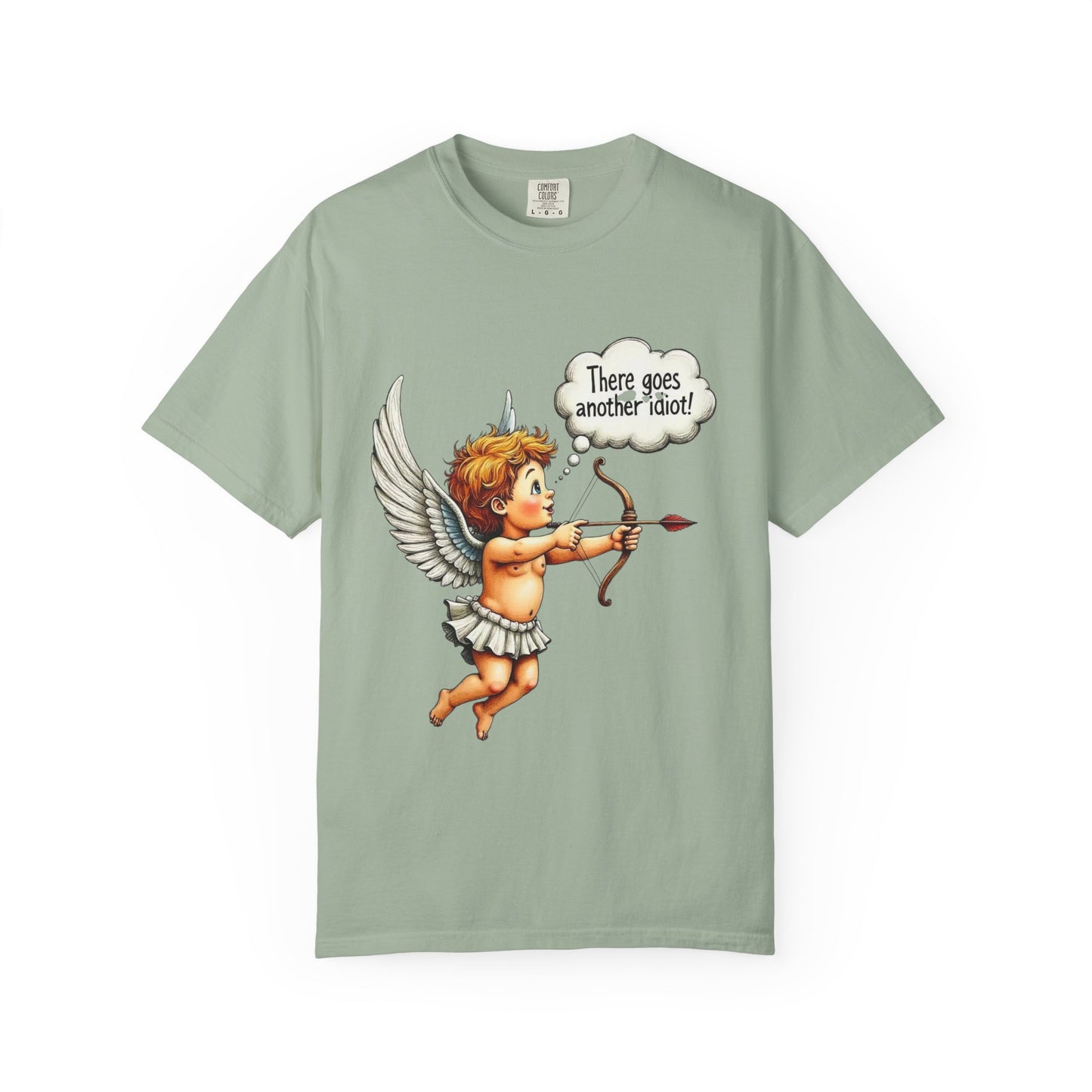 Cupid Angel T-Shirt — Vintage Cherub Saying "There Goes Another Idiot"