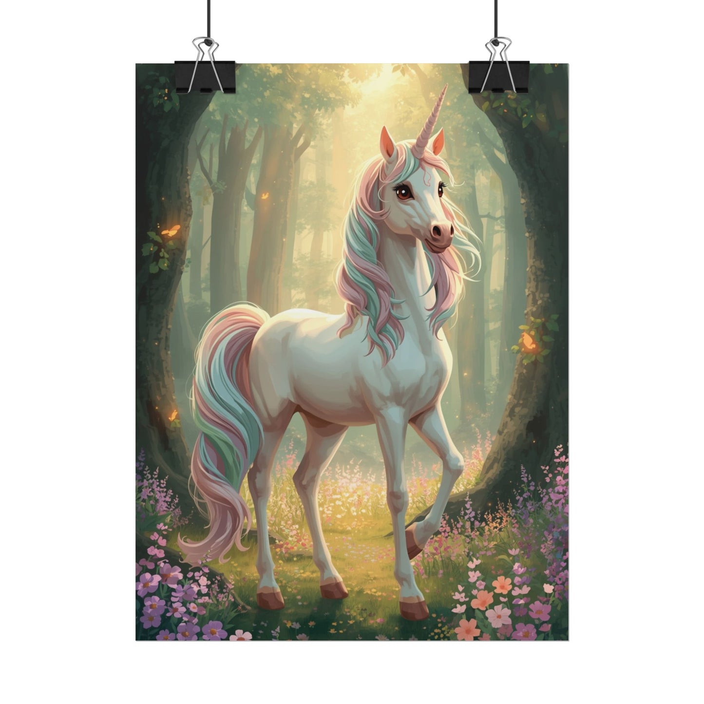 Unicorn Forest Poster — Magical Pastel Unicorn Wall Art