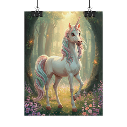 Unicorn Forest Poster — Magical Pastel Unicorn Wall Art