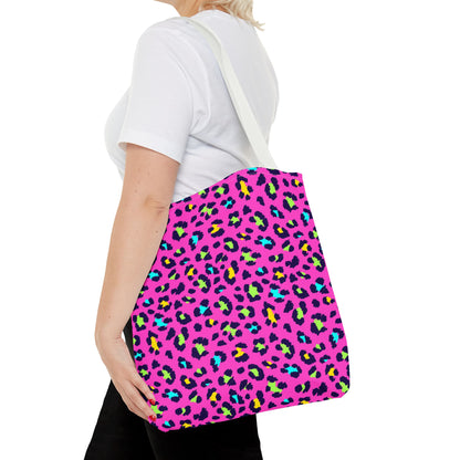 Pink Neon Leopard Print Tote Bag — Bold Animal Print Shopper