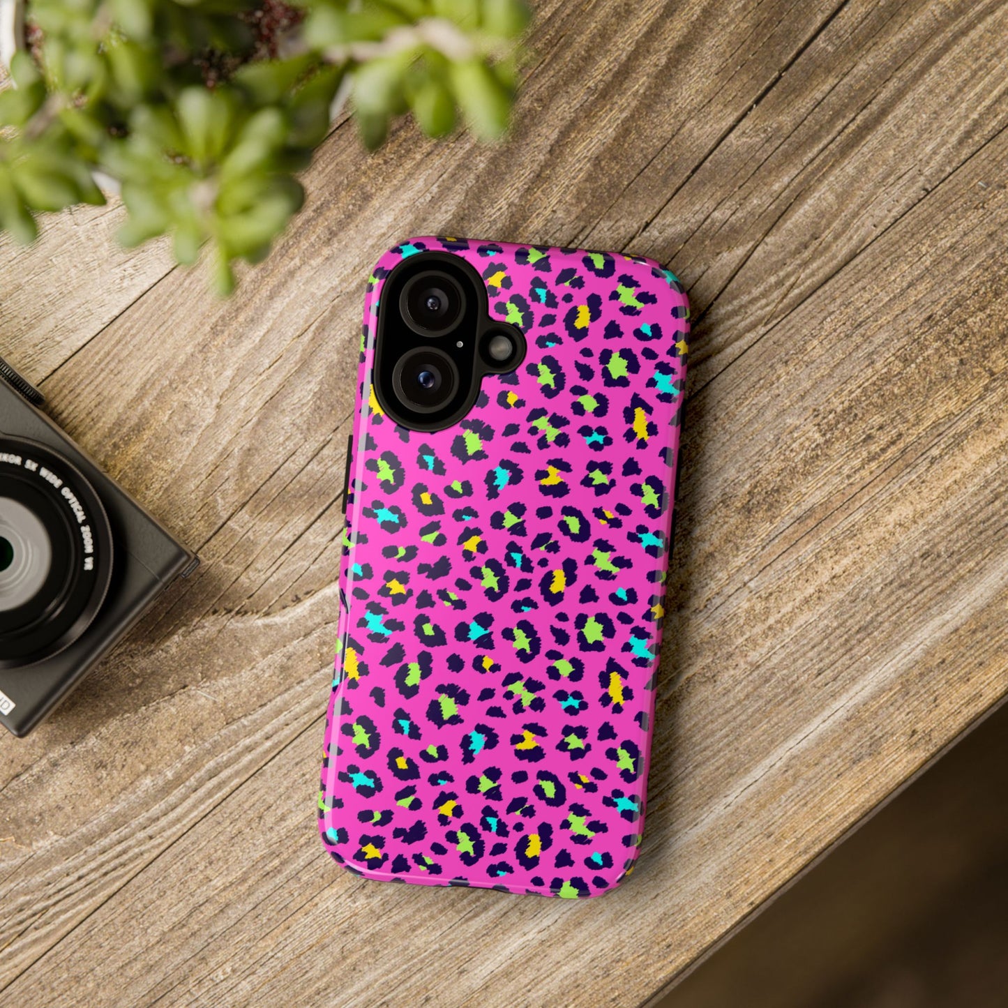 iPhone Pink Neon Leopard Phone Case — Bold Protective iPhone Cover