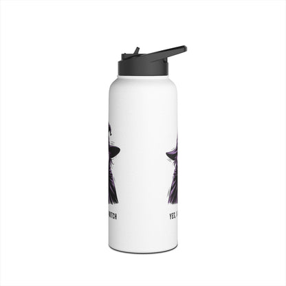 Witch Illustration Water Bottle — “Yes, I Am a Witch” Stainless Steel Bottle